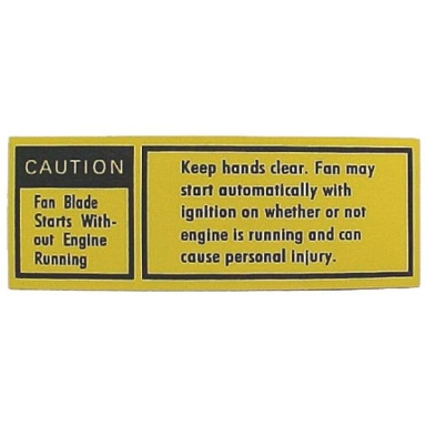85-89 FAN BLADE CAUTION DECAL