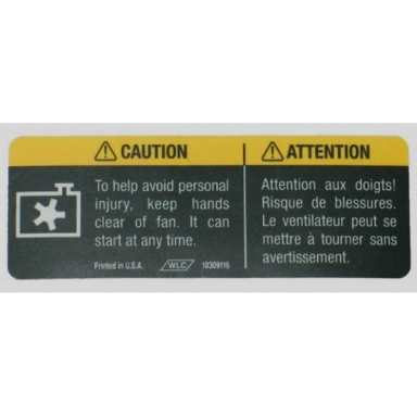 90-96 FAN BLADE CAUTION DECAL