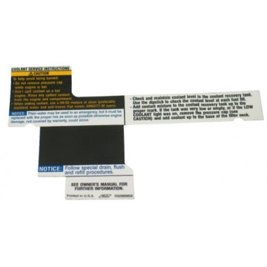 92-96 COOLANT SERVICE INSTRUCTION DECAL
