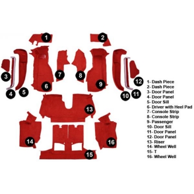 93 MASS BACK CARPET SET (RUBY RED) - CONVERTIBLE