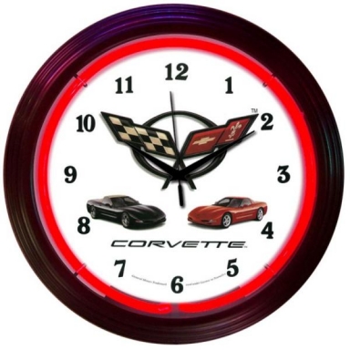 CORVETTE NEON WALL CLOCK (C5 CORVETTE-RED NEON)