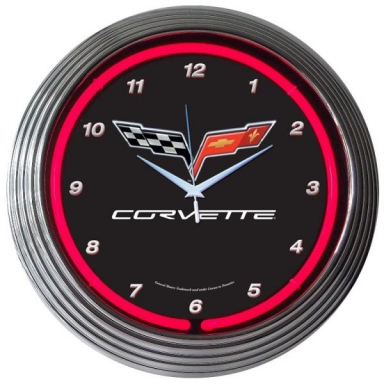 CORVETTE NEON WALL CLOCK (C6 CORVETTE-RED NEON)