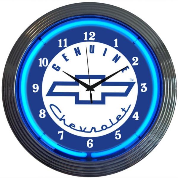 CHEVROLET NEON WALL CLOCK (BLUE NEON) | Volunteer Vette Corvette Parts