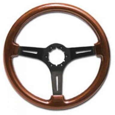 63-82 SPORT STEERING WHEEL MAHOGANY W/BLACK SPOKES