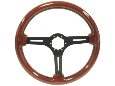 63-82 SPORT STEERING WHEEL MAHOGANY W/BLACK SPOKES