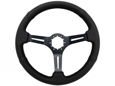 63-82 STEERING WHEEL BLK PERFORATED--BLK SPOKE