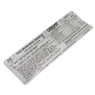 78 EMISSIONS CONTROL DECAL (DW)