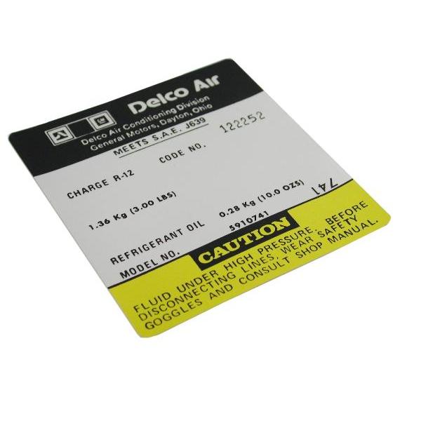 76 A/C COMPRESSOR DECAL | Volunteer Vette Corvette Parts