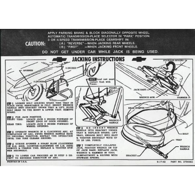 63-66 JACKING INSTRUCTIONS DECAL (KNOCK-OFF)
