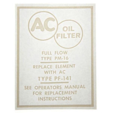58-67 OIL FILTER CANISTER DECAL
