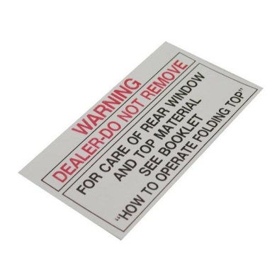 56-75 CONVERTIBLE TOP WINDOW TAG