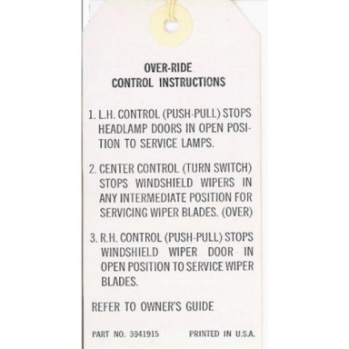 68 WIPER OVER-RIDE INSTRUCTIONS