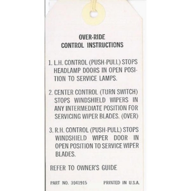 68-72 WIPER OVER-RIDE INSTRUCTIONS