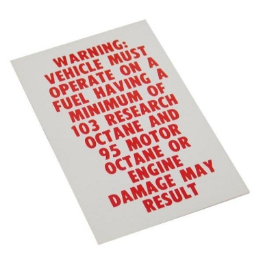 67-69 OCTANE 103 WARNING DECAL