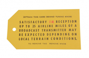 67-69 FM RADIO HANG TAG