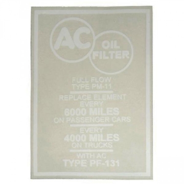 55-57 OIL FILTER CANNISTER DECAL