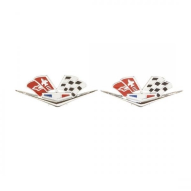 62 CORVETTE CROSSFLAG FENDER EMBLEMS