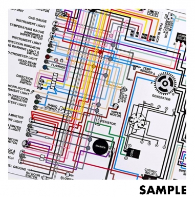 53-55 CORVETTE COLOR WIRING DIAGRAM (6CYL) 18X24